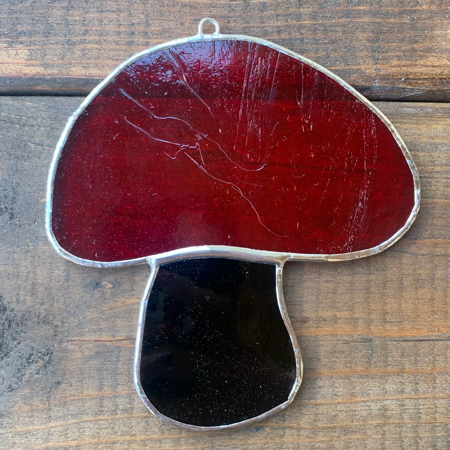 Red stained glass mushroom