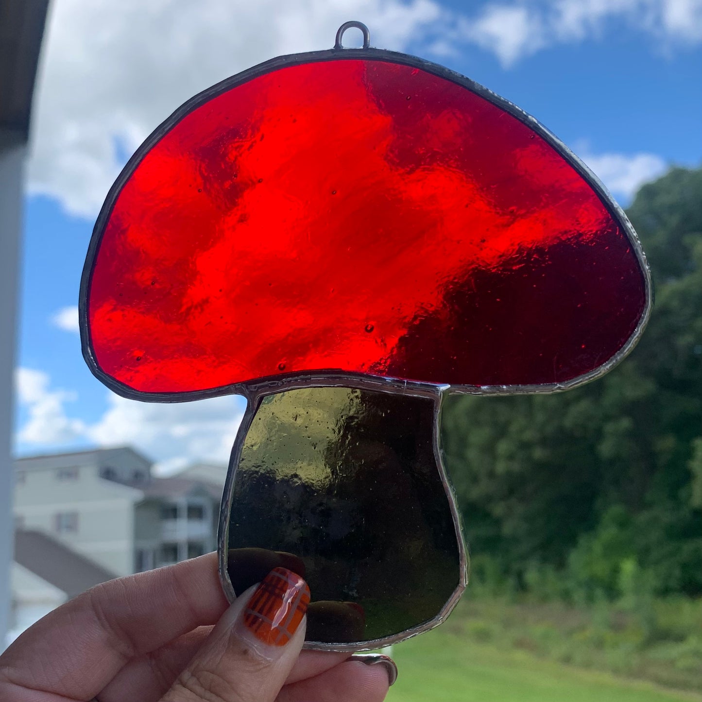 Red stained glass mushroom 2