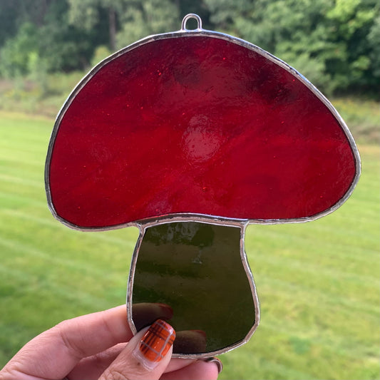 Red stained glass mushroom 2