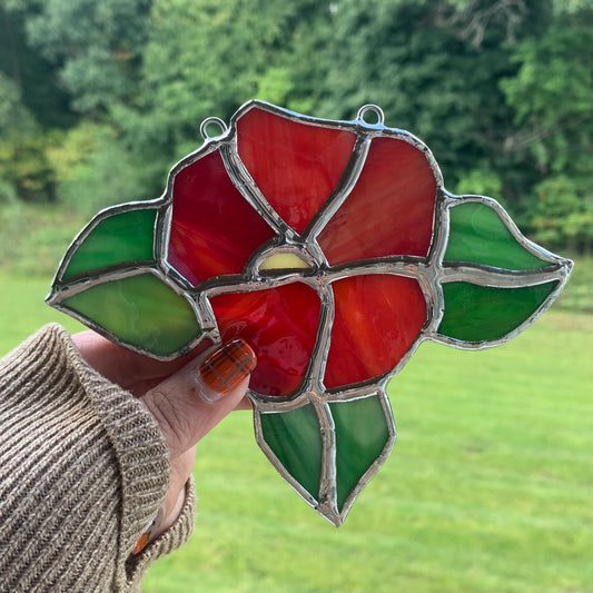 Red flower stained glass