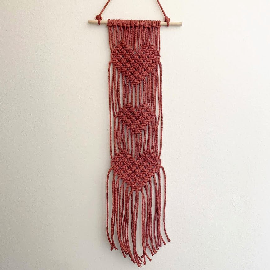 3 Heart Macrame Wall Decor