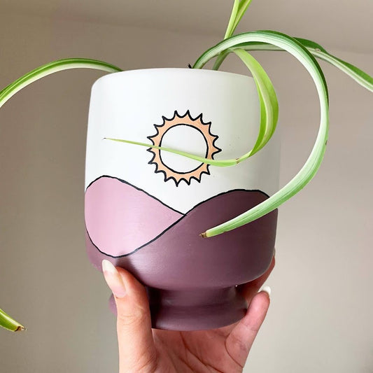 Purple Mountain - Hand Painted Plant Pot