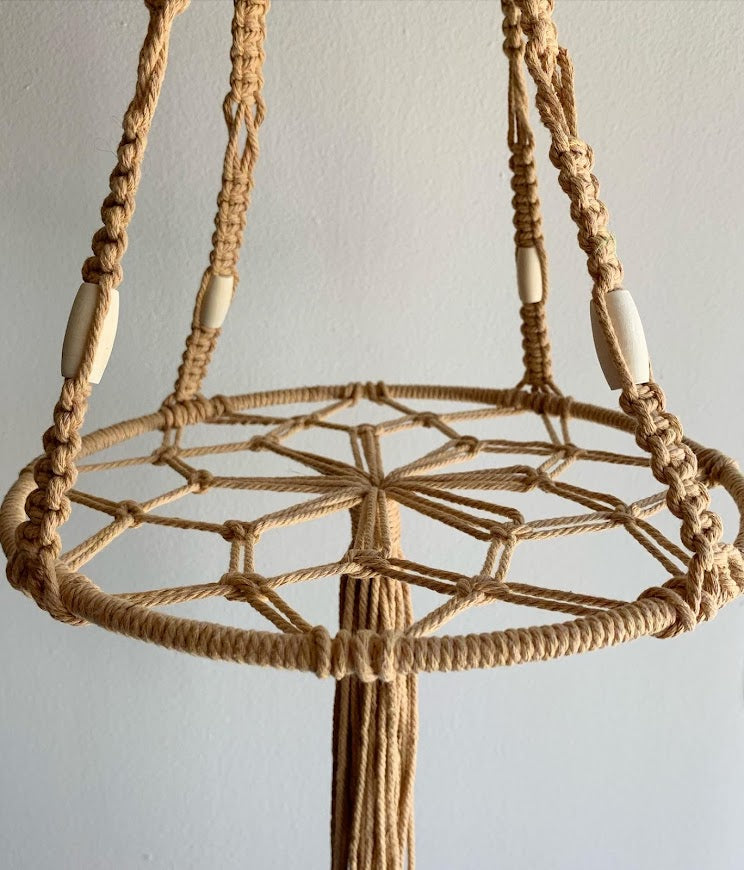 Tan Macrame Hanging Shelf