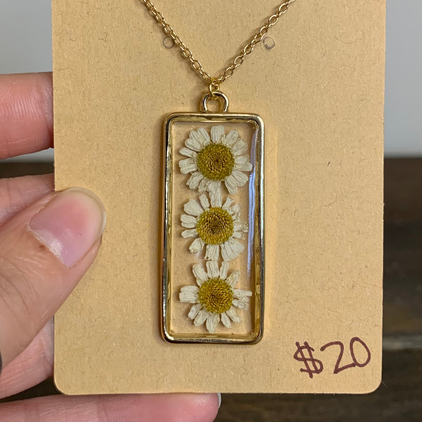 Michigan White Wildflower Pendant