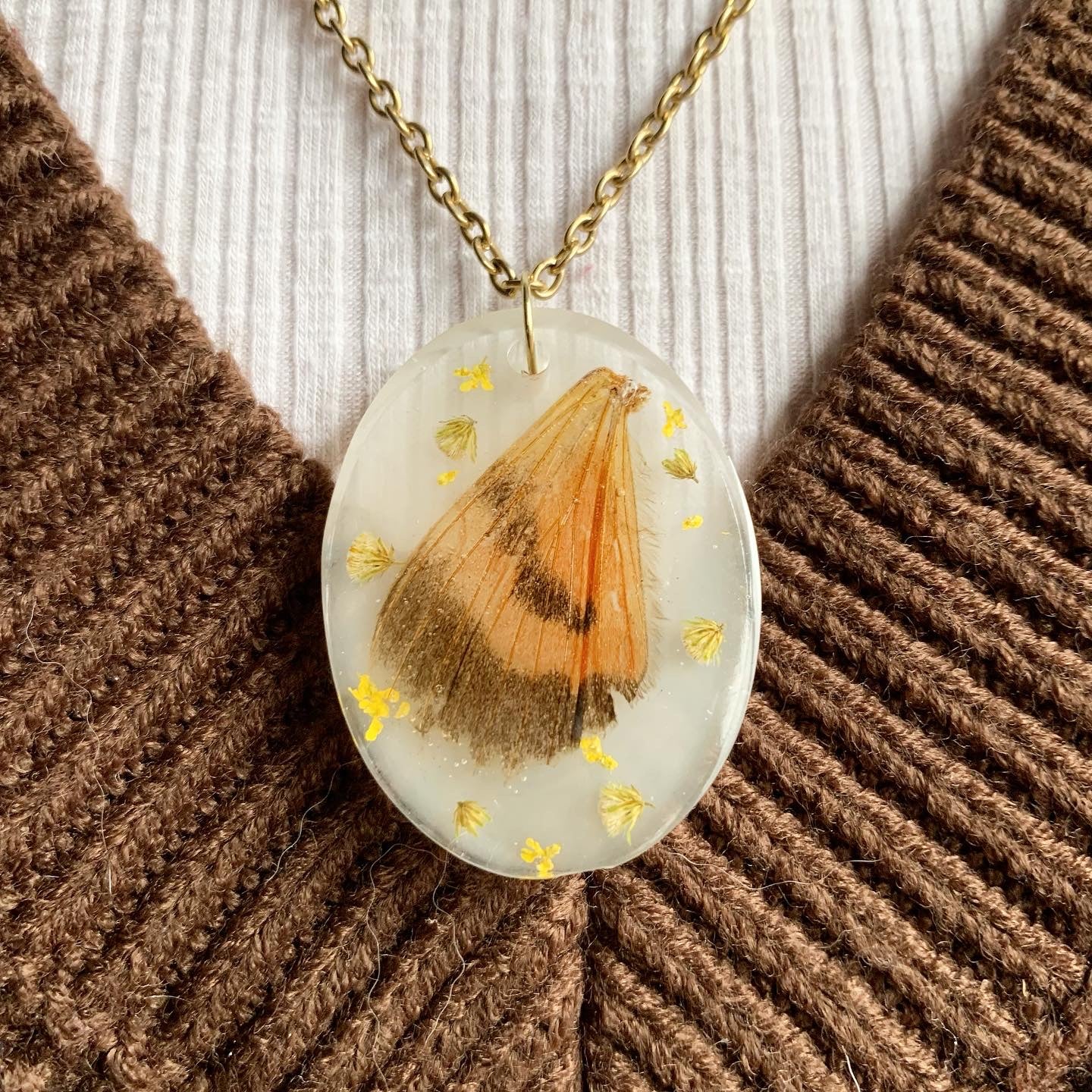 Large Resin Moth Wing Pendant