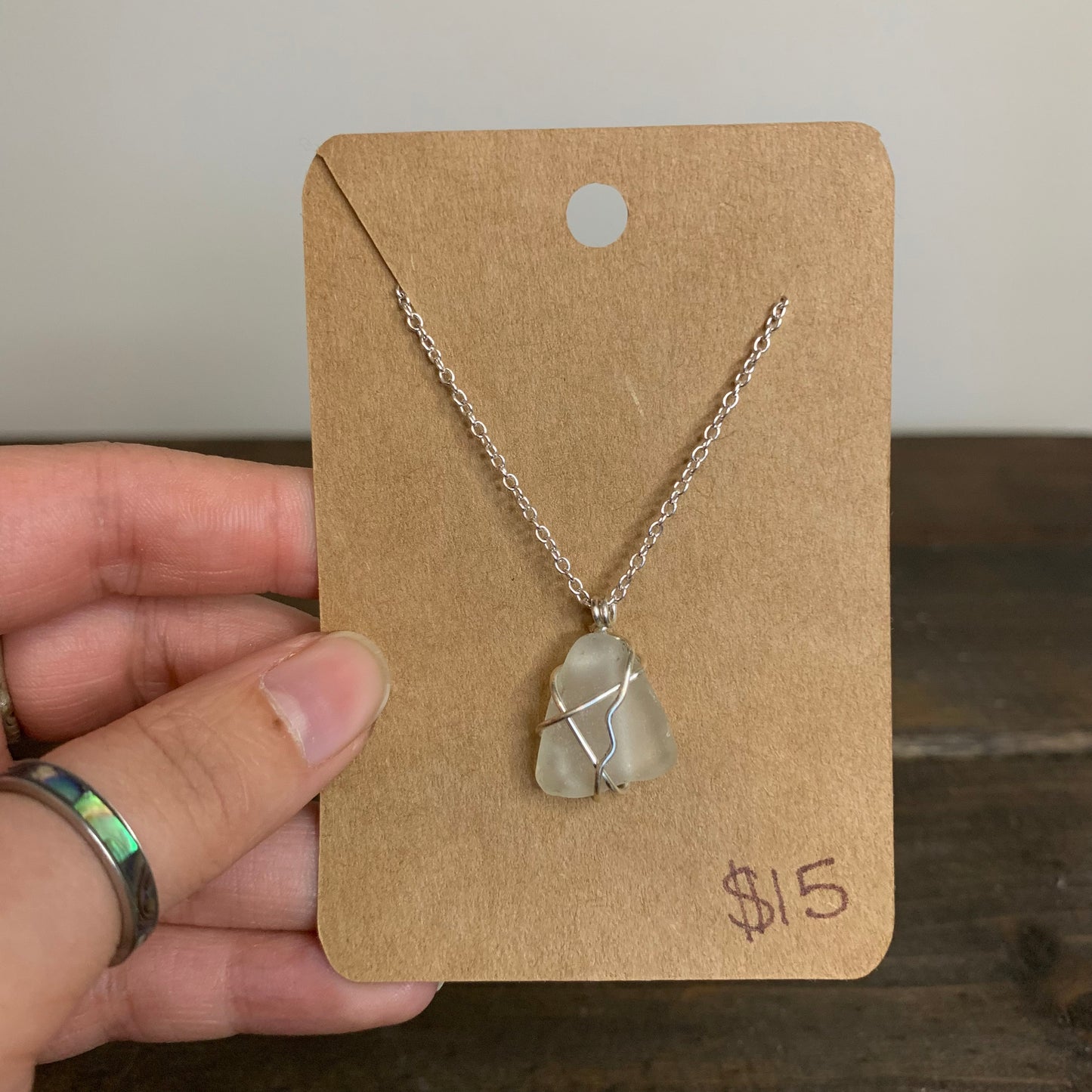 Clear Beach Glass Pendant