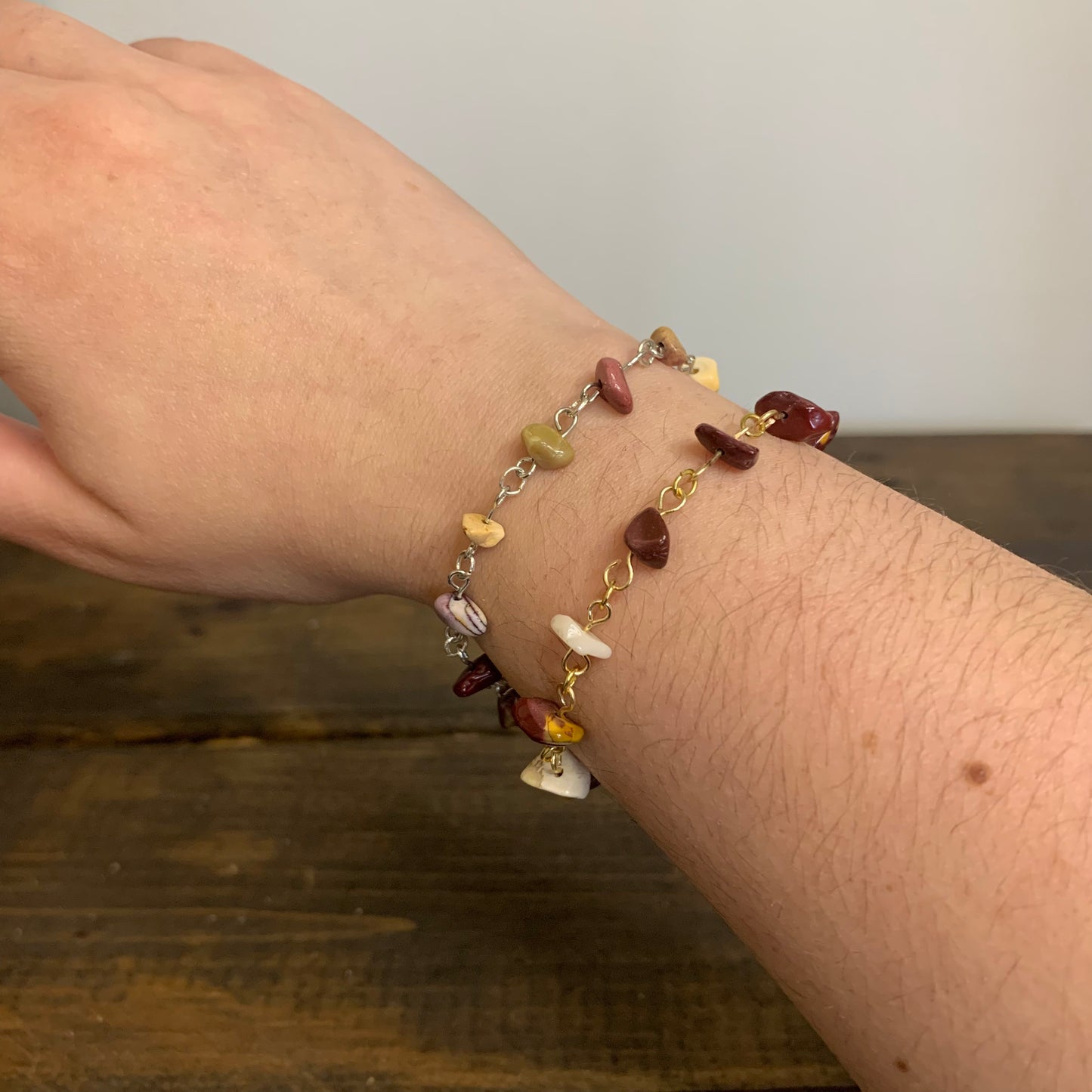 Mookaite Jasper Bracelet (Silver/Gold)