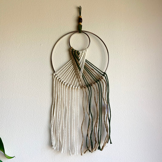 Green and White Macrame Wall Decor