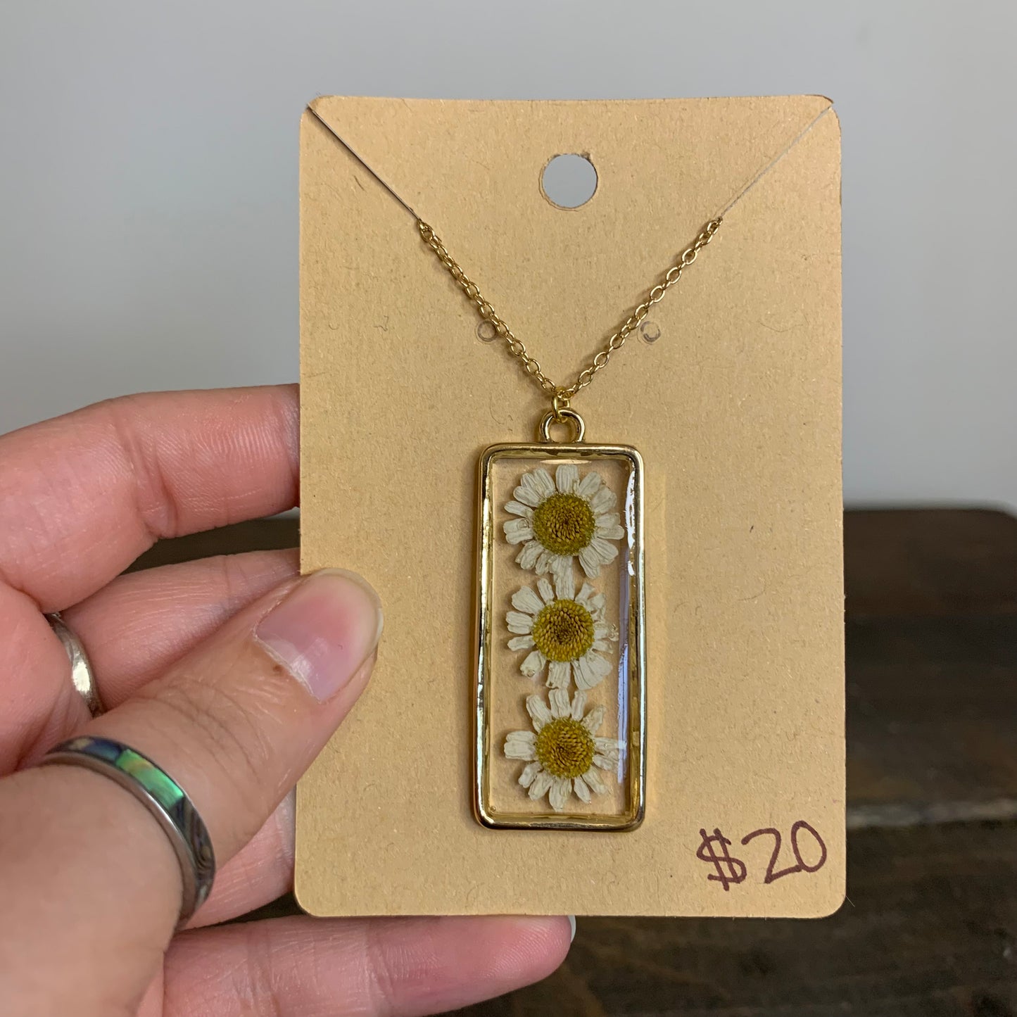 Michigan White Wildflower Pendant