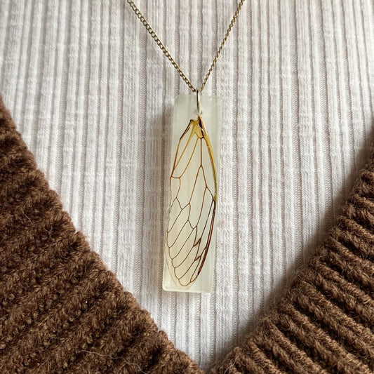 Long Rectangle Resin Wing Pendant