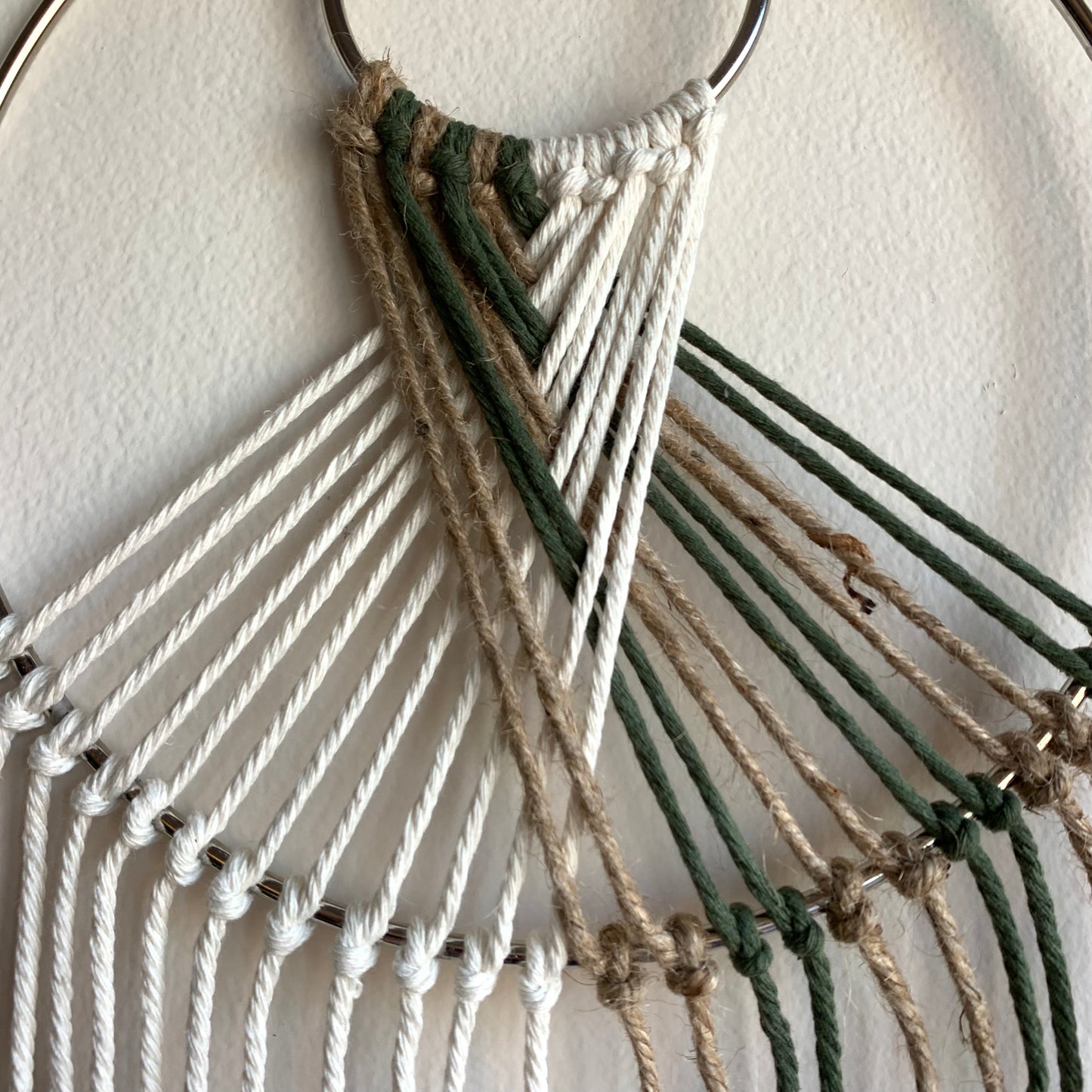 Green and White Macrame Wall Decor