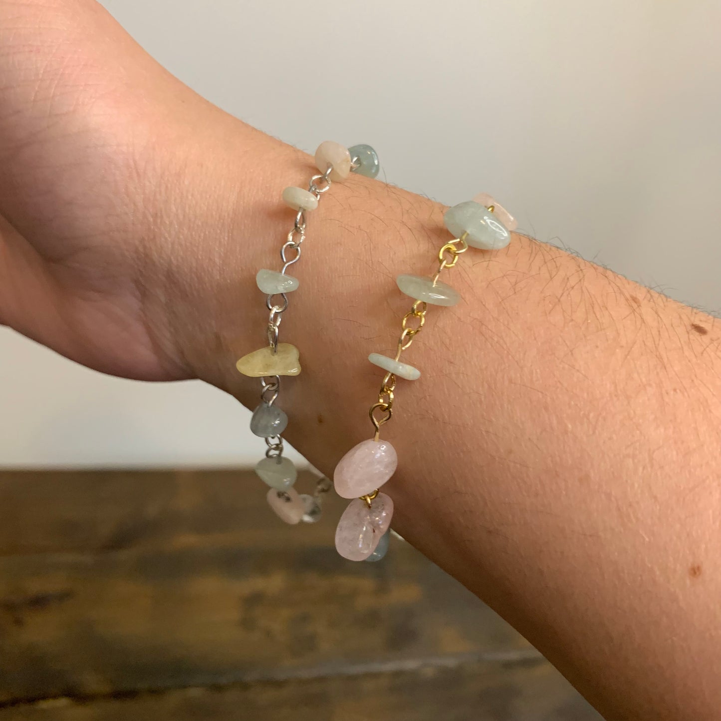 Morganite Bracelet (Silver/Gold)